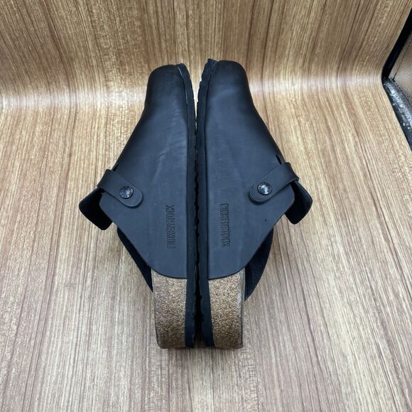 Birkenstock Boston Unisex Black Leather Clogs Mules Sandals Sz EU45, L14 M12 290 - Picture 11 of 11